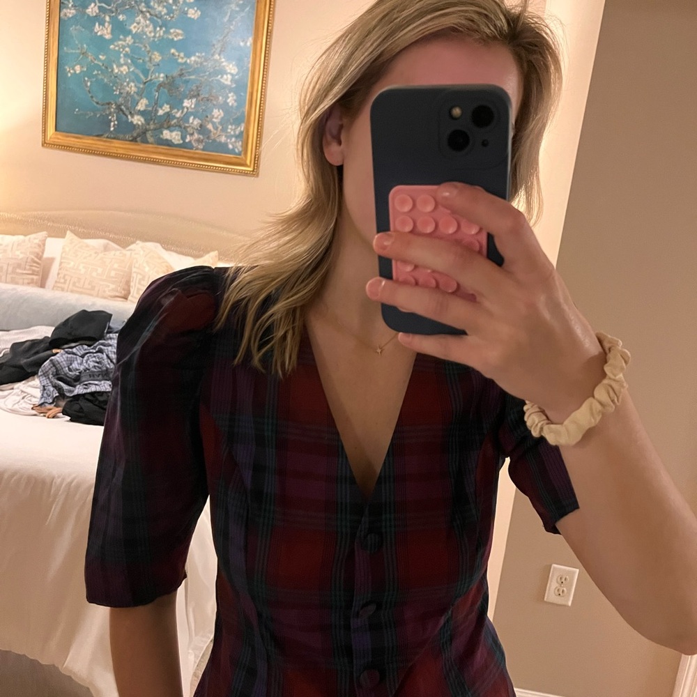 Zara Multicolor Plaid Top